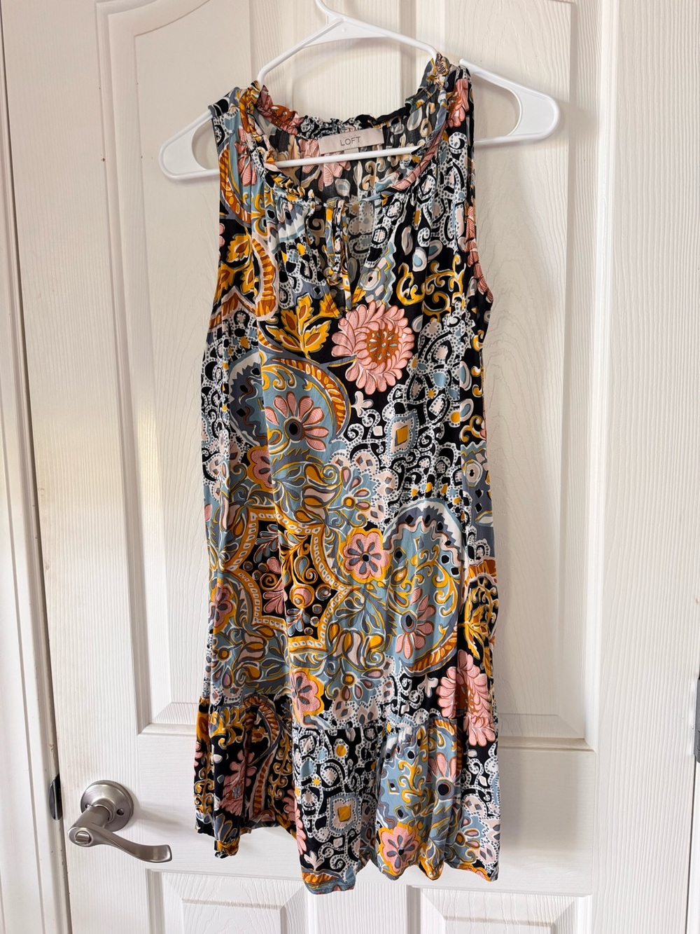 LOFT Sleeveless Floral Paisley Print Dress in Black & multi color